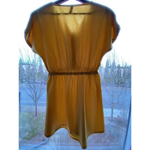 Polly Collections Women's Shirt Top Short Sleeve Yellow Stretch One Size Fits M - Picture 2 of 10